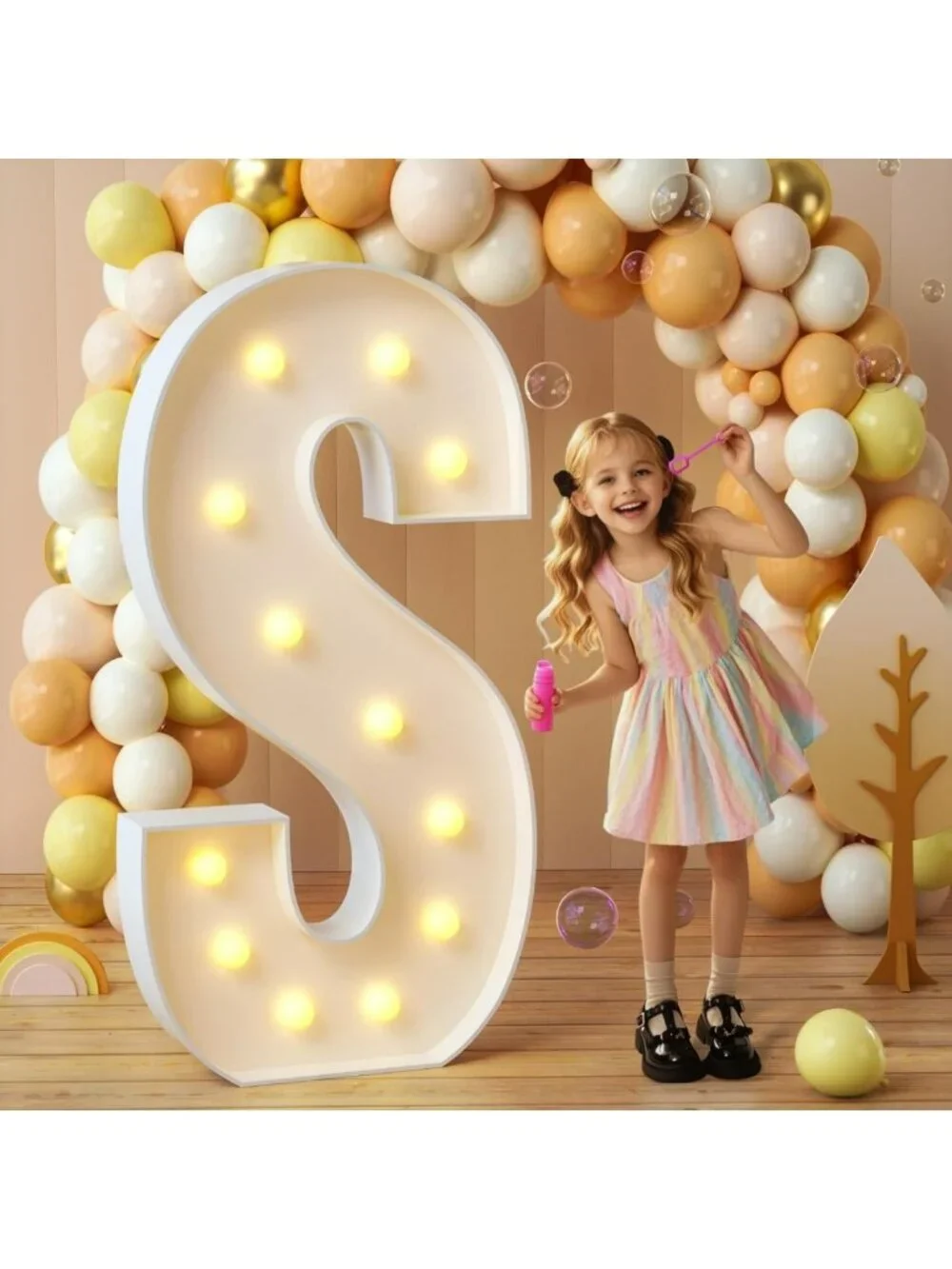 4FT Light Up Marquee Letters for Party Decor - Illuminated S Sign for Events